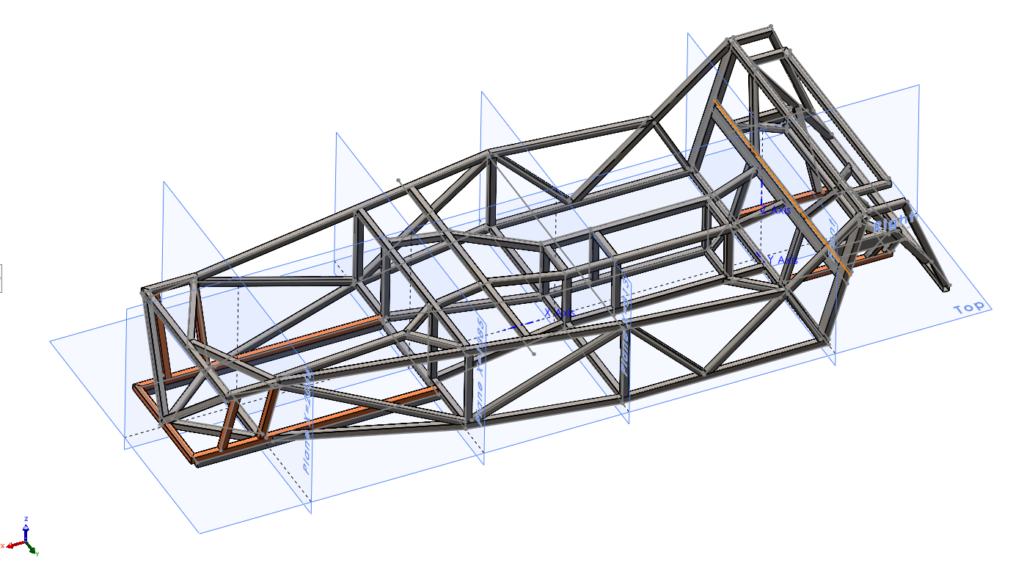 Use weldments to show the tubing of the frame