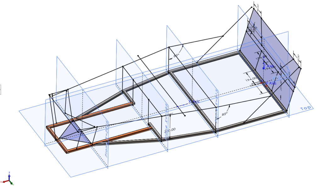 A sketch is made using points and lines