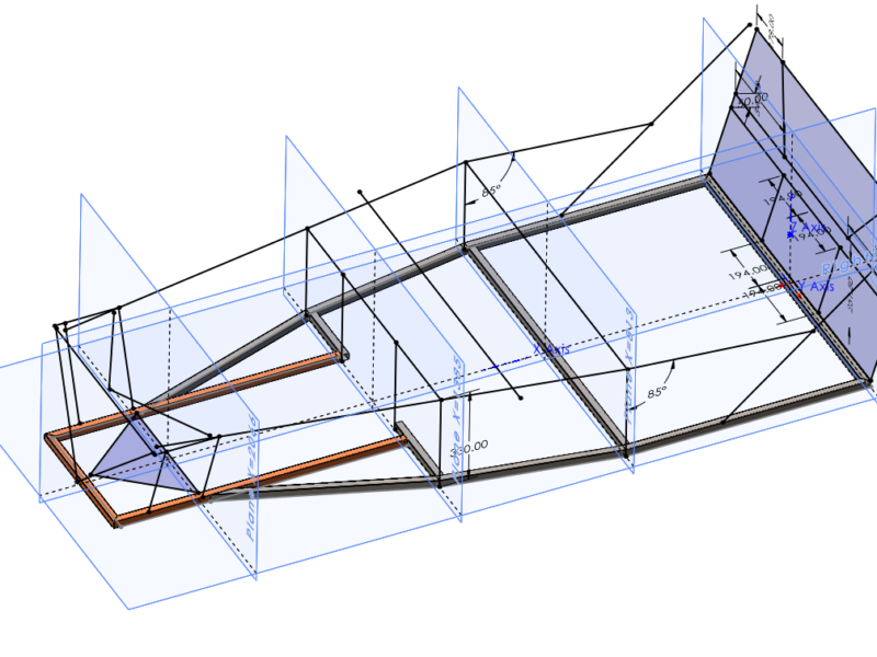 A sketch is made using points and lines