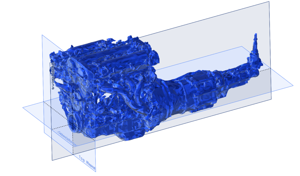 A triangulated point cloud of the engine